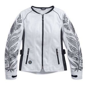 NWT Harley-Davidson® Women's White Siege Mesh Zippered Riding Jacket size ~XL